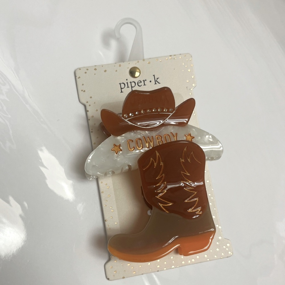 NWT ⚜️🤠⚜️ Piper K cowboy hat and boot hair claw clips set of 2